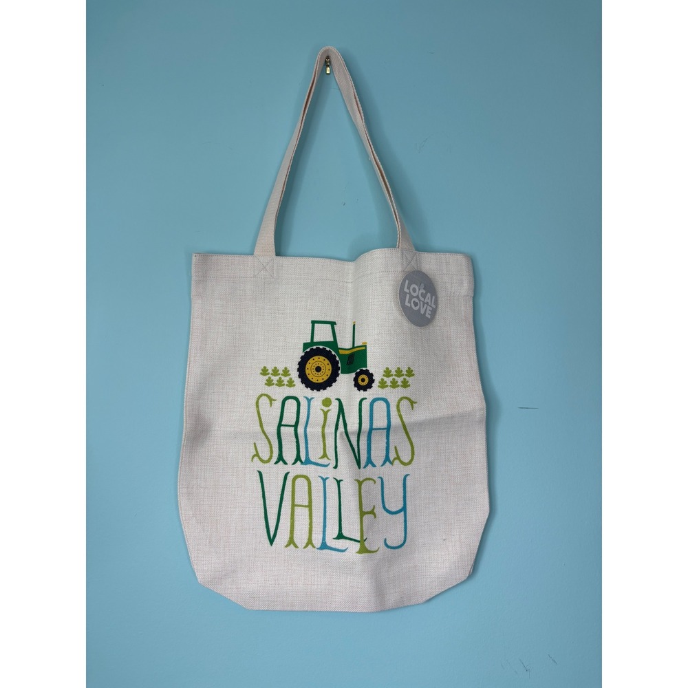 Salinas Valley‎ Tractor Canvas Tote Bag Green Blue Cream Reusable Shopper Market